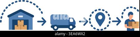 Logistics Delivery Icons Set – Shipping, Courier, Transport and Parcel Service Stock Vector