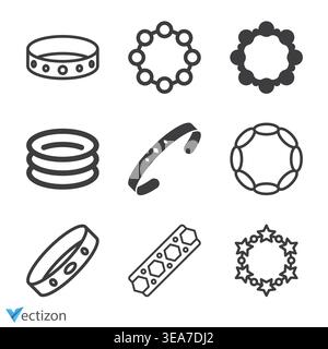 Beaded Bracelet vector line icon icons design Stock Vector