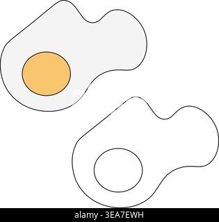 Fried Egg Line Icon Logo icon isolated hand drawn illustration. Vector graphic line art. for Restaurant Cooking and hotel Culinary For logo, web, pack Stock Vector