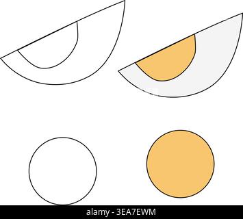 Hard boiled egg cut into pieces Logo icon isolated hand drawn illustration. Vector graphic line art. Healthy Eating or Food Poster Flat design element Stock Vector