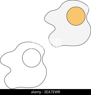Vector flat fried egg Logo icon isolated hand drawn illustration. Vector graphic line art. For t-shirt printing, web design, beauty salons, posters, l Stock Vector