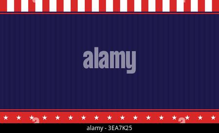 Abstract dark blue horizontal background with American flag elements. American background with copy space for text suitable for Independence Day. Stock Vector