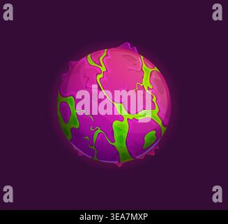Cartoon alien space planet with green magma Stock Vector
