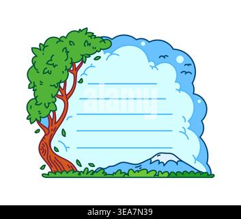 Plants, tree and flower kids memo note with tree Stock Vector