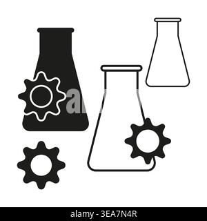 Chemical flask set. Laboratory gear Vector. Industry research symbol. Science equipment. Manual vector only. No autotrace used. EPS 10. Stock Vector