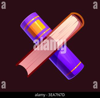 Cartoon letter X as crossed paper textbooks Stock Vector