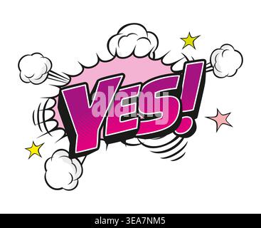 Cartoon pop art yes sound effect speech bubble Stock Vector