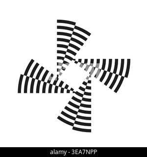 Striped swirl icon. Fan rotation Vector. Abstract motion shape. Clean white backdrop. Manual vector only. No autotrace used. EPS 10. Stock Vector