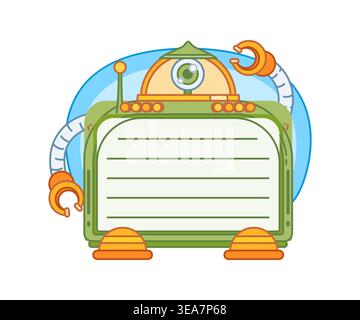 Kids memo note with cartoon robot droid frame Stock Vector