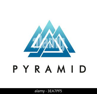 Triangle pyramid icon with layered geometric lines Stock Vector