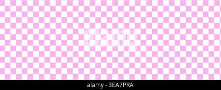 Pink tile checkerboard background, pattern grid. Retro psychedelic checkered wallpaper. Groovy pastel chessboard surface. Distorted geometric grid. Vector illustration Stock Vector