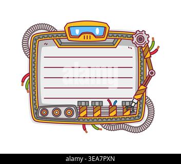 Cartoon robot character kids memo note frame Stock Vector