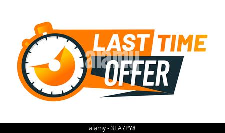 Last time offer banner with stopwatch timer icon Stock Vector