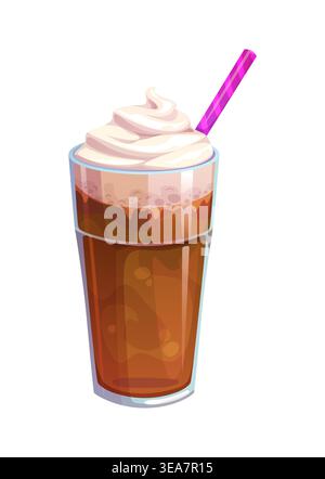 Frothy cold coffee dessert with whipped cream Stock Vector