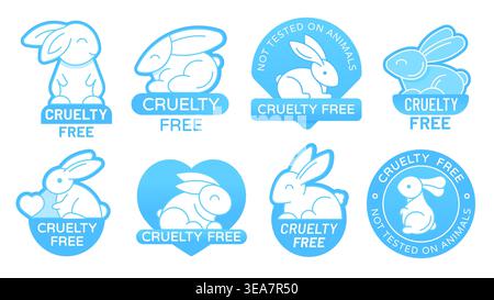 Cruelty free rabbits icons, not tested on animals Stock Vector