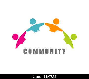 Human community icon of people connecting by hands Stock Vector