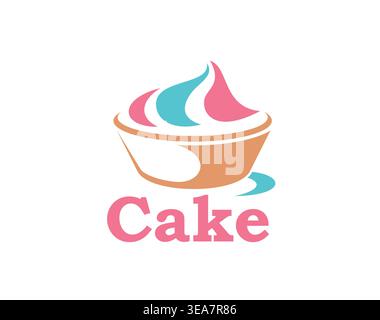 Sweet cupcake icon with pink and blue frosting Stock Vector