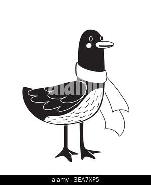 Bird in scarf art style. Vector illustration Stock Vector