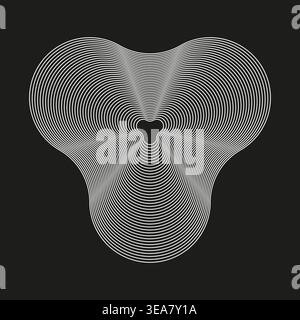 Curvy heart symbol. Fluid line Vector. Organic wavy patterns. Pitch black backgrounds. EPS 10. Stock Vector