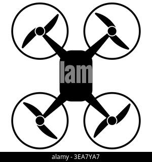 one propeller black drone icon on white. Stock Vector