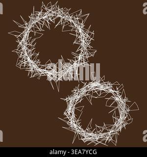 Spiky set element. Sharp Vector circle. White jagged shape. Rough frame ornament. Manual vector only. No autotrace used. EPS 10. Stock Vector