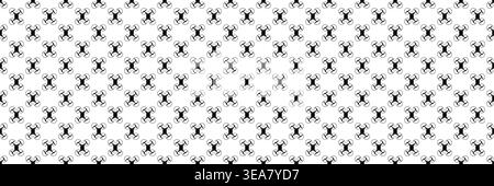 horizontal seamless propeller black drone for pattern and background. Stock Vector