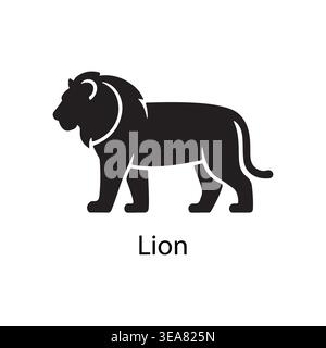 Lion Silhouette Vector Standing Wild Animal King Black Illustration Stock Vector