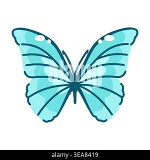 Brazilian Morpho adonis butterfly in azure on white. Vector illustration Stock Vector