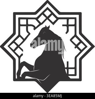 Elegant horse logo architect design Stock Vector