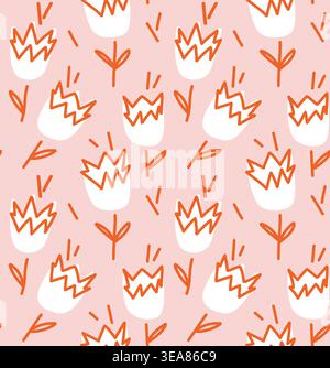 Seamless pattern with stylized sandalwood flowers, fragrance illustration for essential oils, aromatherapy Stock Vector