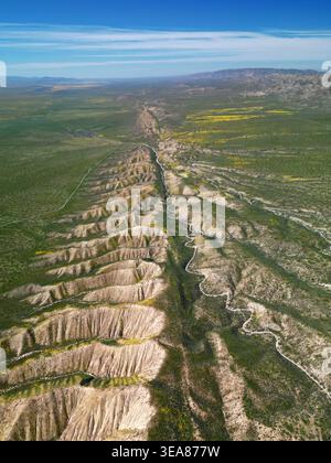 View from above of the giant earthquake prone San Andreas fault in Central California Stock Photo