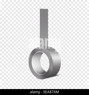 Adhesive aluminum foil metal tape roll on transparent background vector mockup Stock Vector