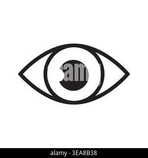 A minimalist outline Vector eye icon with a bold pupil, effectively conveying concepts of sight, viewing, and monitoring. Stock Vector