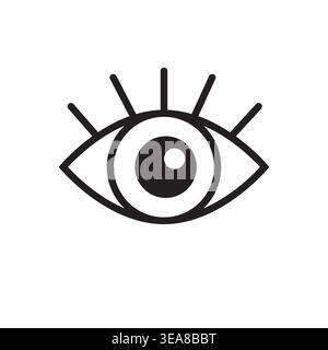 A clean and modern human eye Vector icon with a distinct pupil and stylized lashes, symbolizing vision, visibility, and digital observation. Stock Vector