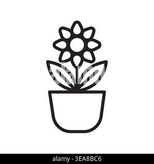 A simple potted flower Vector icon illustration, symbolizing nature, growth, and home decor elements. Stock Vector