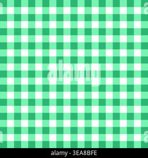 A classic green and white gingham Vector pattern, a seamless checkered design presenting a fresh textile look for backgrounds. Stock Vector