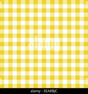 A charming seamless Vector pattern featuring a classic yellow and white checkered gingham design, evoking rustic charm. Stock Vector
