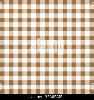 A seamless Vector pattern features an arrangement of brown and white squares, creating a classic gingham checkerboard design for various design Stock Vector
