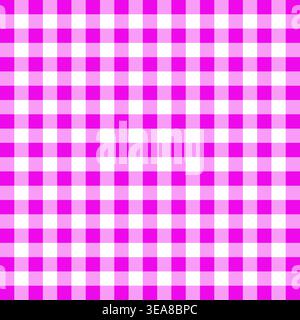 A classic gingham style seamless Vector pattern features alternating bright magenta and white squares, creating a cheerful, repeating textile design. Stock Vector