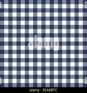 A timeless Vector gingham check seamless pattern featuring a traditional design of alternating white and deep blue squares, offering a charming fabric Stock Vector