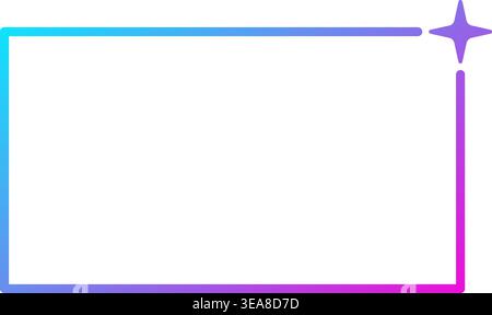 AI gradient rectangle frame. Artificial intelligence neon line border with star. Technology box with blue pink gradient. Neural network bar. Vector Stock Vector