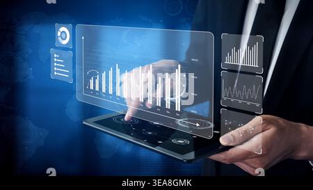 Data analytics and big data strategy for real-time analytics, predictive data modeling, business intelligence analytics, and data-driven decision Stock Photo