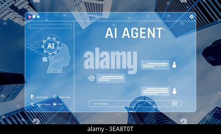 AI image generator interface enables image, AI, and generator process by converting user prompt into visual content using intelligent algorithms Stock Photo
