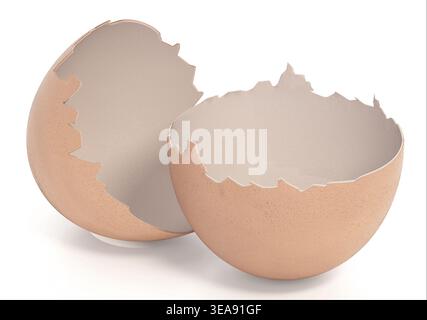 Egg shells isolated on white background. 3D illustration. Stock Photo