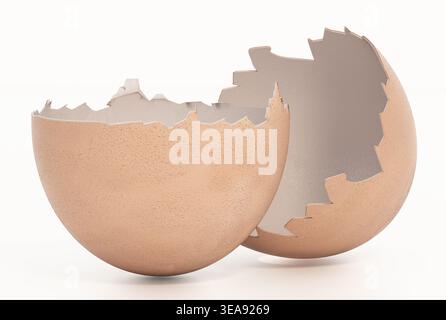 Egg shells isolated on white background. 3D illustration. Stock Photo