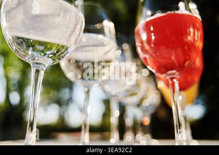 Table set for an event party or wedding reception. Banquet table design Stock Photo