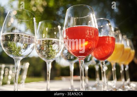 Table set for an event party or wedding reception. Banquet table design Stock Photo