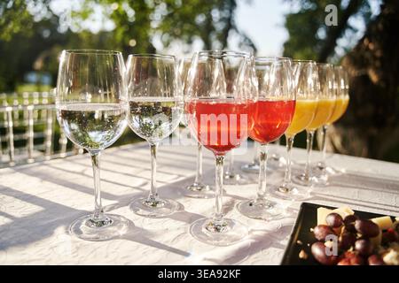 Table set for an event party or wedding reception. Banquet table design Stock Photo