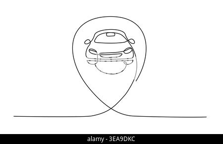Carsharing Point One Line Illustration Stock Vector