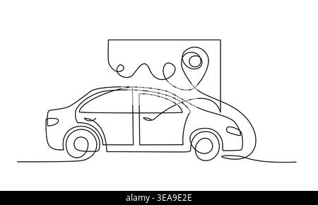 Carsharing One Line Illustration Stock Vector
